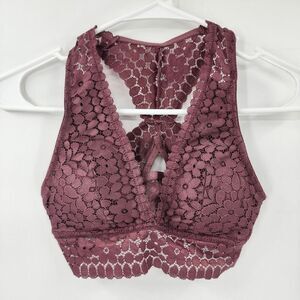 Marilyn Monroe lace bralette wine red purple racerback small